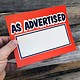 DSI5302 = Sign "AS ADVERTISED"  5-1/2" x 7"  (Pkg of 10)