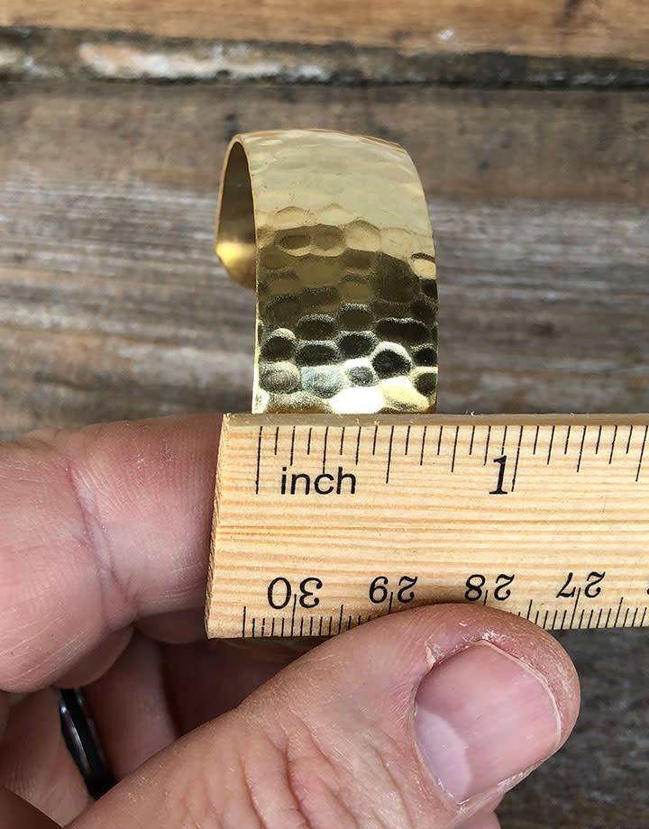 MSBR1041 = Hammered Domed Brass Cuff Bracelet 3/4'' Wide