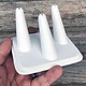 DRG6433 = White Leatherette Three Finger Ring Display 4'' x 3-1/4''