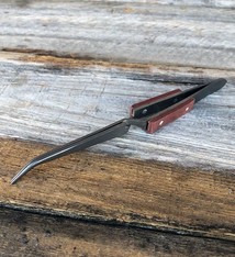 57.767 = Titanium Cross Lock Fiber Grip Curved Tweezers