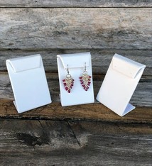DER602 = White Leatherette Earring Stand with Flap (Pkg of 3)
