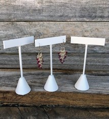 DER6253 = White Leatherette Earring Display 4-3/4'' high (Pkg of 3)