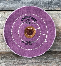 Grobet USA 17.53101 = Berry Treated Muslin Buff with Leather Center 5'' x 40 ply