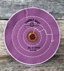 Grobet USA 17.53102 = Berry Treated Muslin Buff with Leather Center 6'' x 50 ply