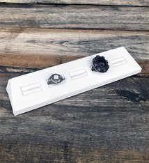 DRG6195 = White Leatherette Slanted Ring Display Block for 5 Rings