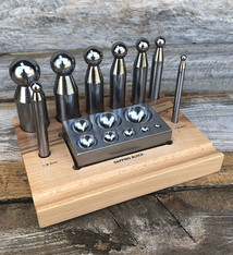 DA708 = Dapping Punch Set Economy 8pc with Block & Stand