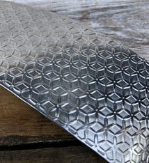 ASP4420 = Patterned Aluminum Sheet ''Flower of Life'' 2'' x 6'' 20ga