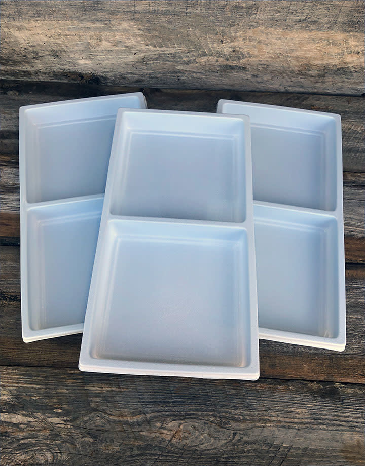 DIS6802 = Plastic Tray Insert 2 Spaces 1-3/8" Deep - White (Pkg of 3)