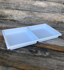 DIS6802 = Plastic Tray Insert 2 Spaces 1-3/8" Deep - White (Pkg of 3)