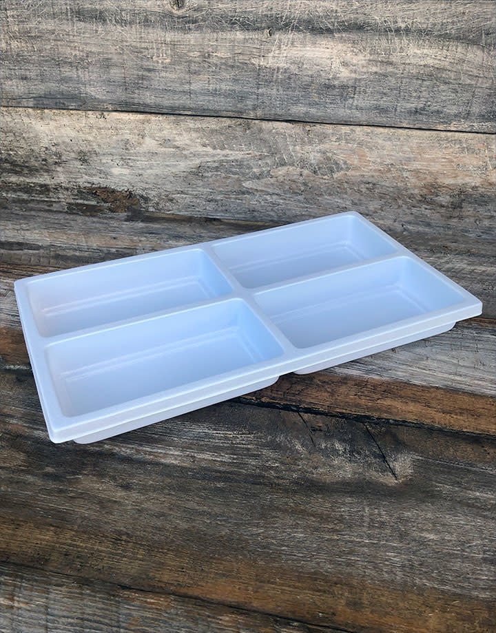 DIS6804 = Plastic Tray Insert 4 Spaces 1-3/8" Deep - White (Pkg of 3)