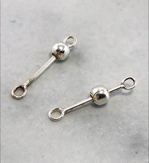 5150S-02 = Sterling Silver Connector Bar 15mm with 3mm Slide Bead (Pkg of 5)