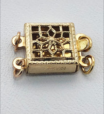 915F-29 = Gold Filled Pearl Clasp 2 Strand Filigree 8 x 8mm (Each)
