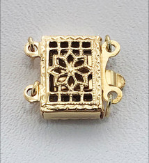 915F-24 = Gold Filled Pearl Clasp 2 Strand Filigree 10 x 7mm (Each)