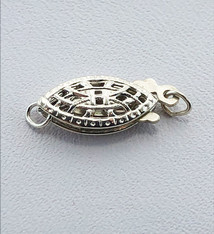 915S-11 = Filigree Pearl Clasp Sterling Silver 12.3x6mm (Each)