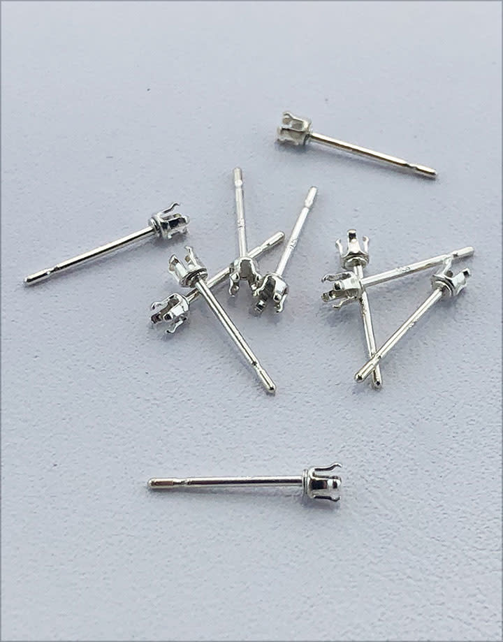 110S-2.0 = Sterling Silver Snap-in Earring 4 Prong 2mm Round (Pkg of 10)