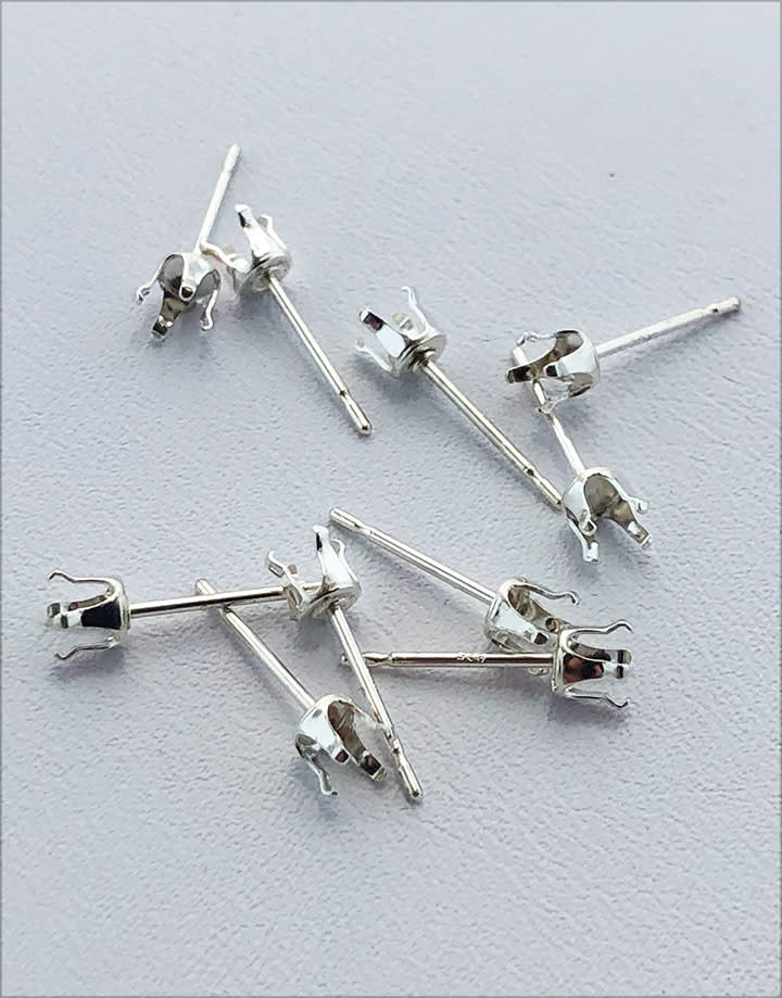 110S-4.0 = Sterling Silver Snap-in Earring 4 Prong 4mm Round (Pkg of 10)