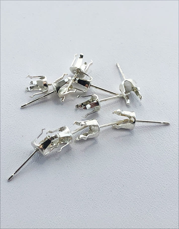 110S-6.0 = Sterling Silver Snap-in Earring 4 Prong 6mm Round (Pkg of 10)