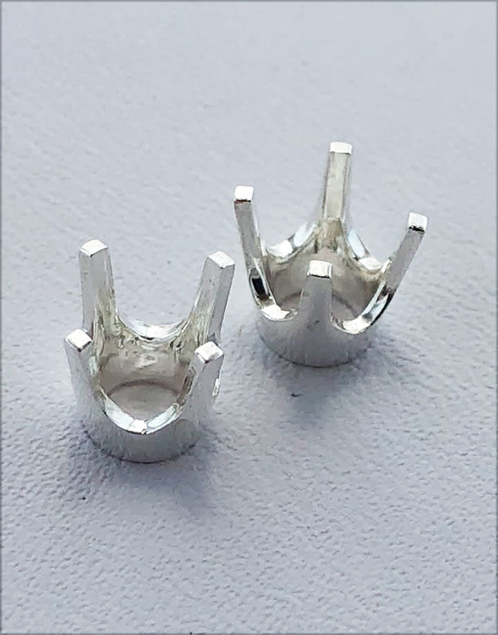 120S-6.0 = Sterling 4 Prong Round Head 6.0mm (Pkg of 2)