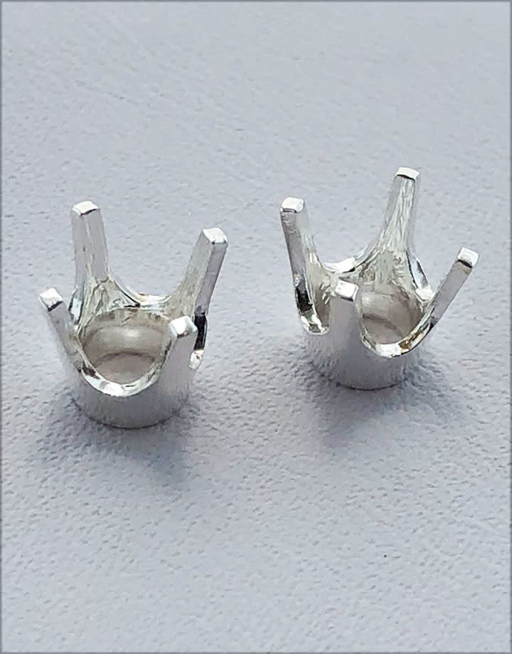 120S-6.5 = Sterling 4 Prong Round Head 6.5mm (Pkg of 2)