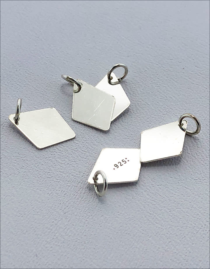 208S-15 = Sterling Silver Chain Tag  stamped 925 Kite Shape 7.7 x 11mm with Ring (Pkg of 5)