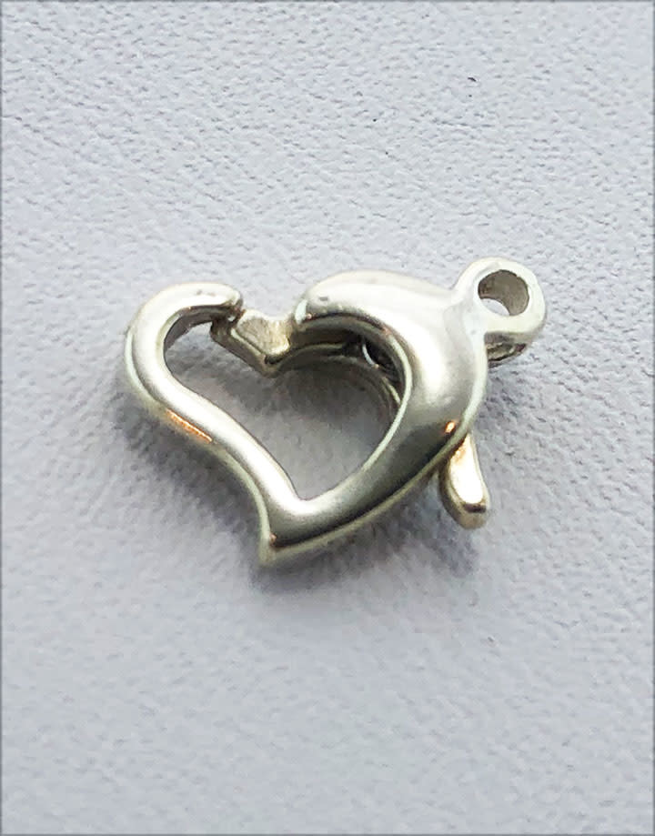 912S-50 = STERLING SILVER - CLASP HEART SHAPE-8x9.5MM (EACH) by