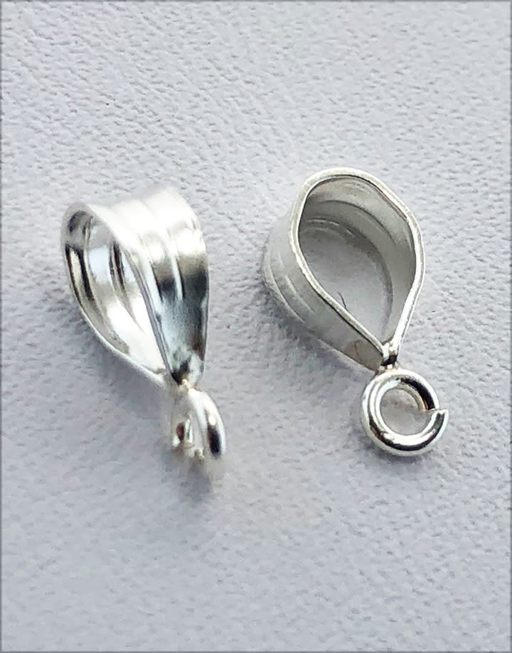 910S-37 = Sterling Silver Bail with Loop 3.0 x 6.5mm (Pkg of 4)