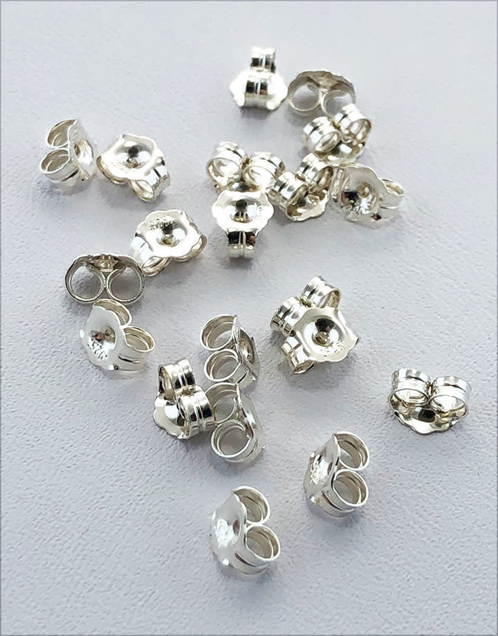 909S-04 = Earring Back Medium/Light Sterling Silver (Pkg of 20)