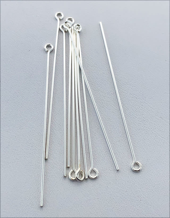 808S-18 = Sterling Silver Eye Pin 2'' x .030'' (20ga/.8mm) Wire (Pkg of 10)