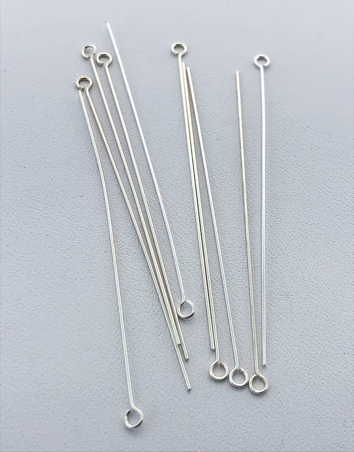 808S-06 = Sterling Silver Eye Pin 2'' x .020'' (24ga/.5mm) Wire (Pkg of 10)