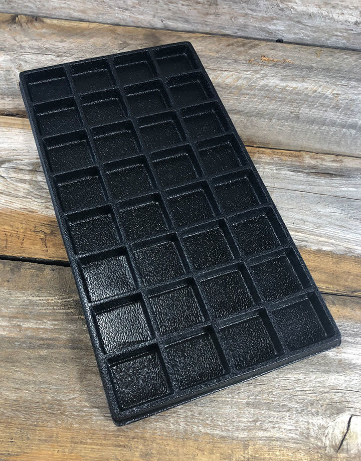 DIS1832 = Plastic Tray Insert 32 Spaces 1/2'' Deep - Black (Pkg of 3)