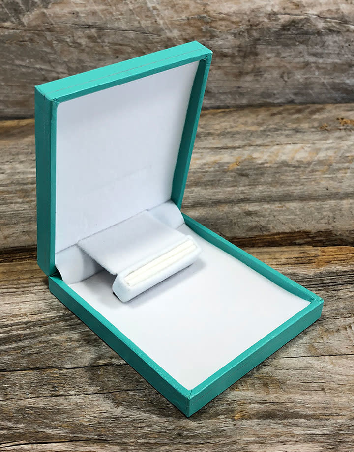 DBX6011 = Slim Proposal Engagement Ring Box Teal/White