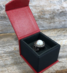 DBX4150 = Deluxe Magnetic Red/Black Ring Box 1-7/8'' x 2-1/4'' x 1-1/2''