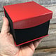 DBX4152 = Deluxe Magnetic Red/Black Watch Box 4'' x 4'' x 2-1/4''