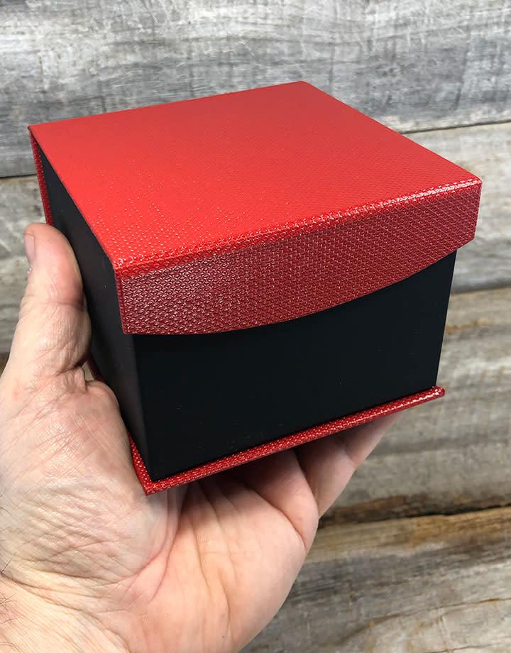 DBX4152 = Deluxe Magnetic Red/Black Watch Box 4'' x 4'' x 2-1/4''