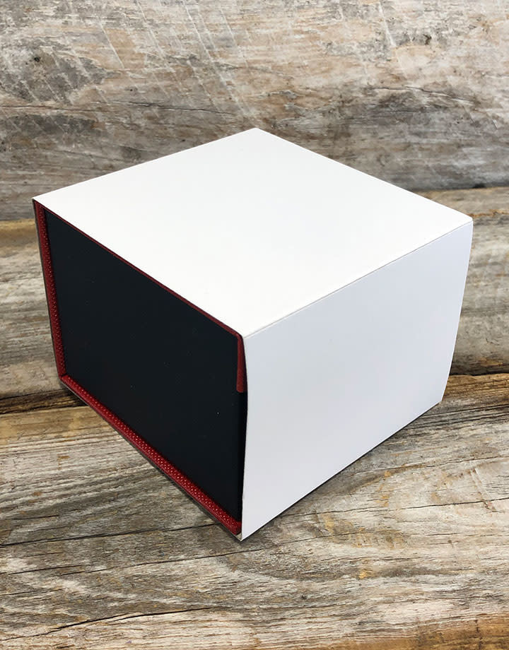 DBX4152 = Deluxe Magnetic Red/Black Watch Box 4'' x 4'' x 2-1/4''