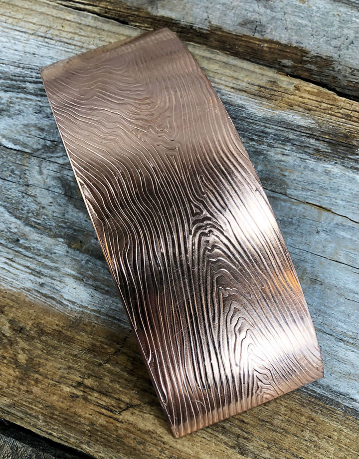 CSP3224 = Patterned Copper Sheet ''Wood Grain''  2'' x 6'' 24ga