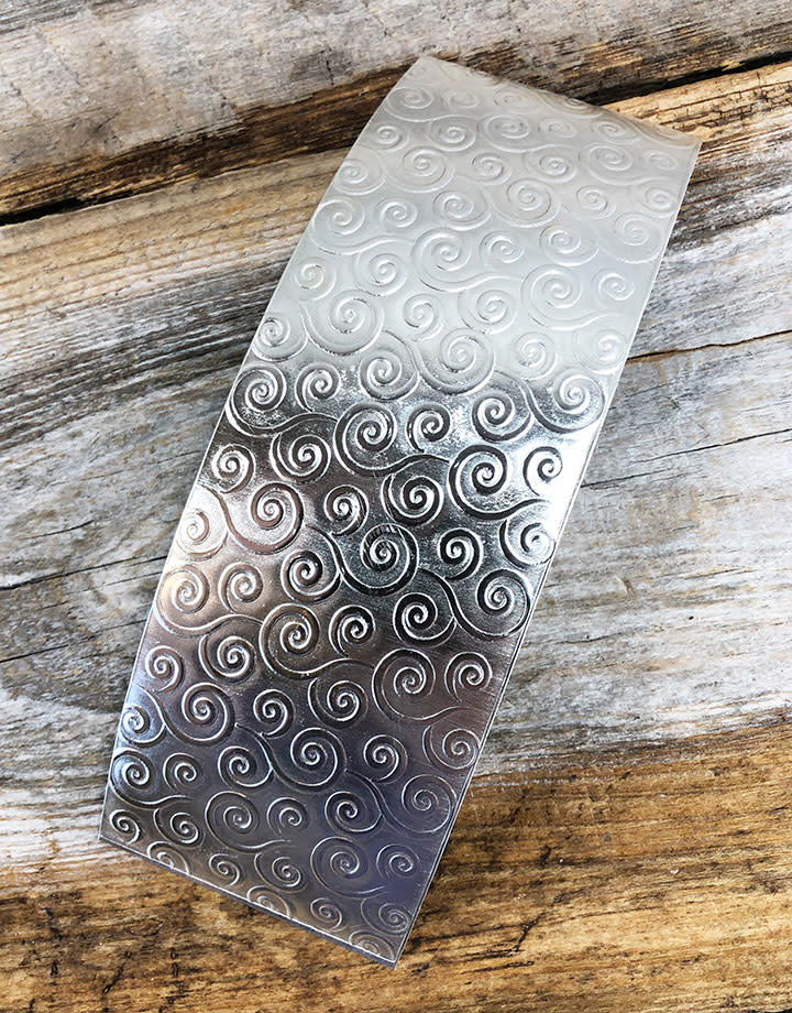 SSP33 = Patterned Sterling Silver Sheet ''Gust of Wind'' 2'' x 6
