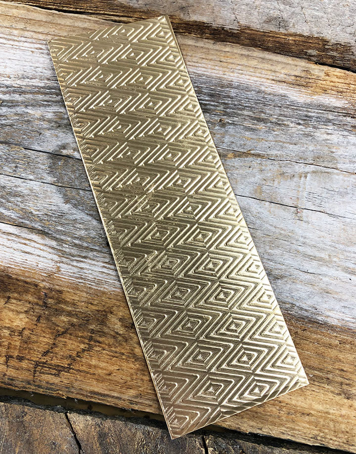 BSP42 = Patterned Brass Sheet ''Triangle/Herringbone'' 2'' x 6'' (Choose Gauge)