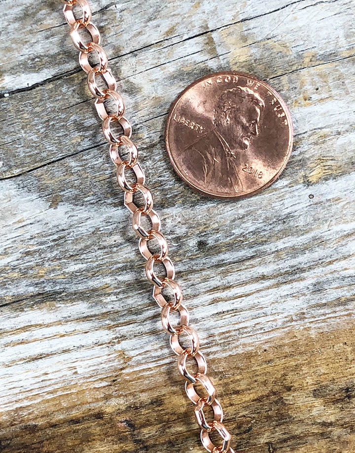 800CU-01 = Copper Chain 5.2mm Oval Rolo Chain (FOOT)