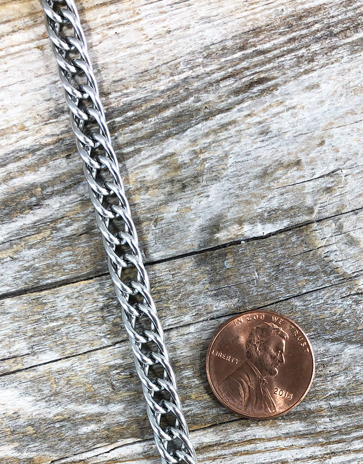 800L-04 = Steel Chain 7mm Double Curb (Sold by the foot)