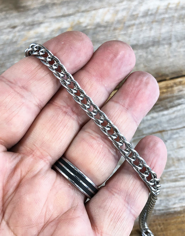 800L-04 = Steel Chain 7mm Double Curb (Sold by the foot)