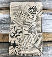 DBG1114 = Paper Gift Bag Classic News Print Pattern 6'' x 9'' (Bundle of 100)