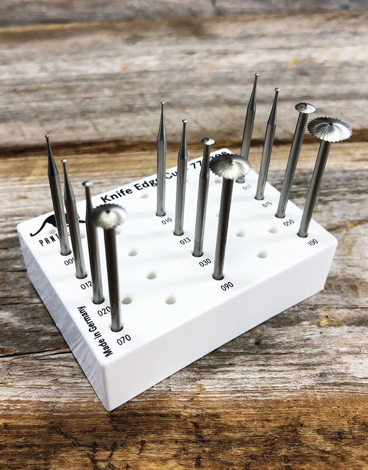 Panther Burs 77.1398 = Knife Edge Cutting Bur Set Tungsten/Vanadium (0.9 to 10.0mm) 12pcs