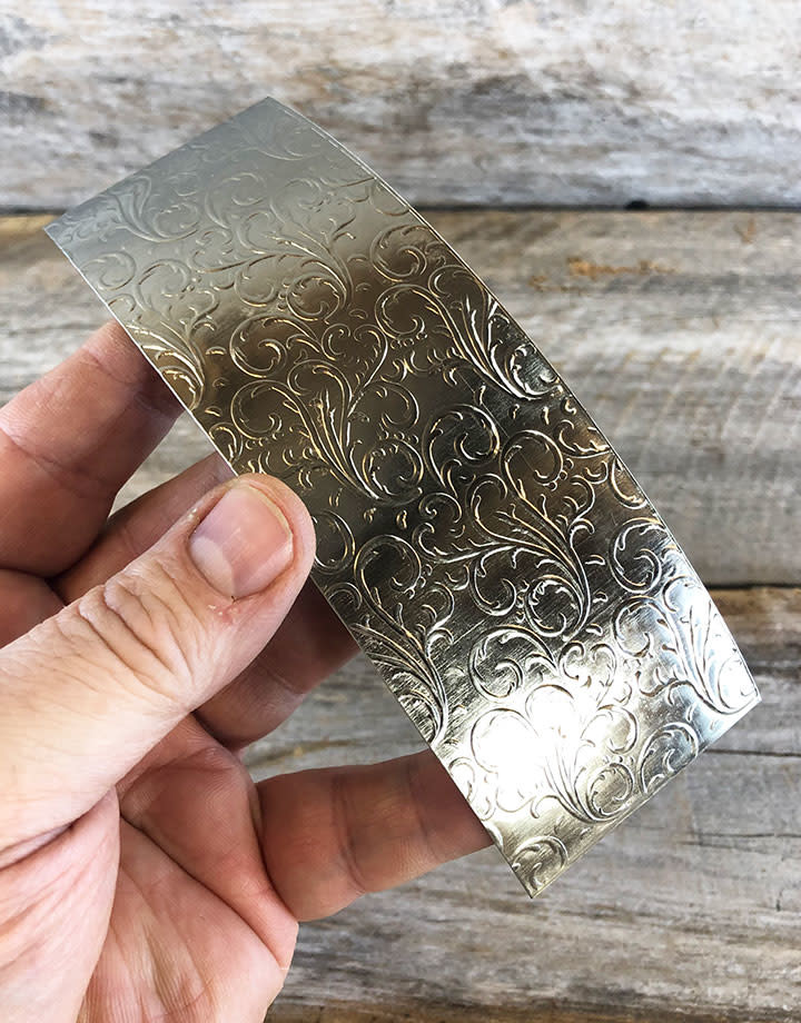 NSP35 = Patterned Nickel Silver Sheet ''Vines'' 2'' x 6'' (Choose Gauge)