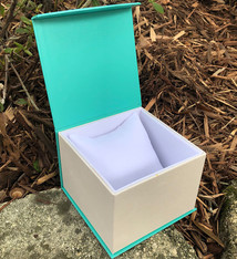 DBX4352 = Deluxe Magnetic Teal/White Watch Box 4'' x 4'' x 2-1/4'' (Each)
