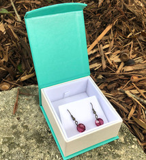 DBX4354 = Deluxe Magnetic Teal/White Earring/Pendant Box (Each)