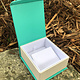 DBX4354 = Deluxe Magnetic Teal/White Earring/Pendant Box (Each)