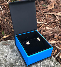 DBX4054 = Deluxe Magnetic Blue/Black Earring/Pendant Box (Each)