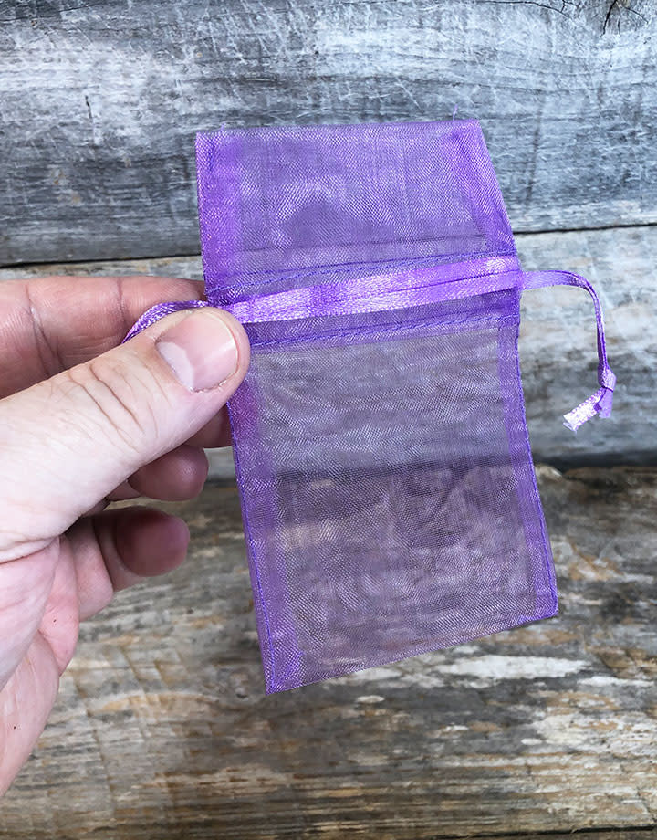 DBX1292PU = Organza Drawstring Pouch Purple 3-1/2''x3-1/2'' (Dozen)