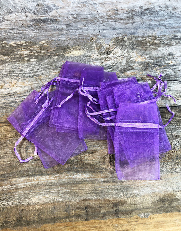 DBX1292PU = Organza Drawstring Pouch Purple 3-1/2''x3-1/2'' (Dozen)